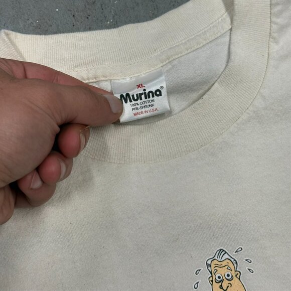 Vintage 90s Man Joke Graphic TShirt White Cotton Made in USA XL - Picture 5 of 6